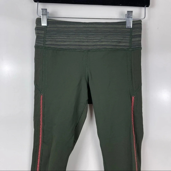 Lululemon Green Vent It Out Cropped Leggings Running Tights - Picture 4 of 11